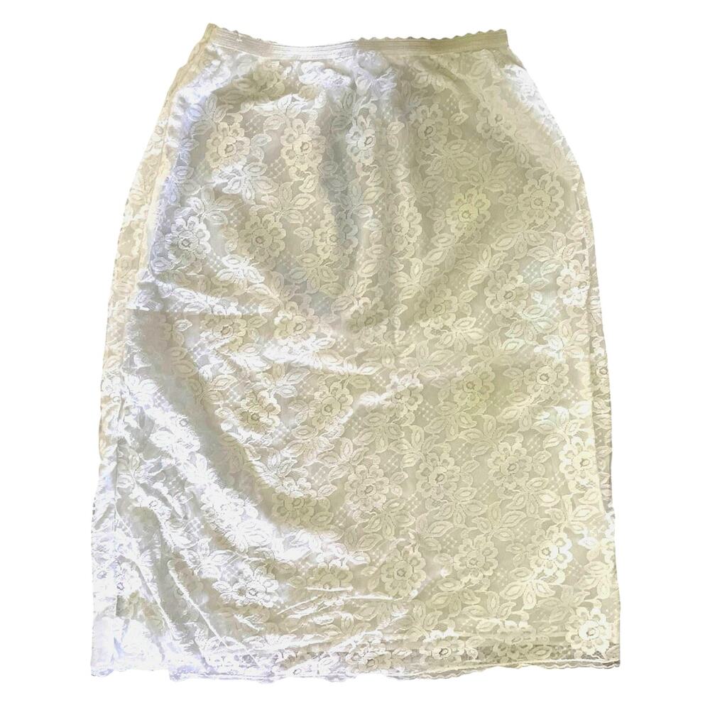 Vintage Charmode Ivory Lace Slip Skirt S/M